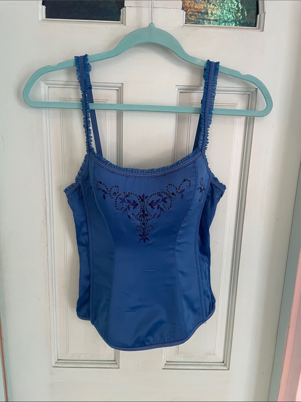 Victoria's Secret Blue Embellished Satin Camisole